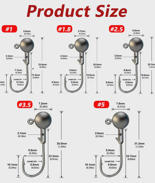50-delige Set Jig Kop Haken voor Vissen | Diverse Gewichten (1g-5g)
