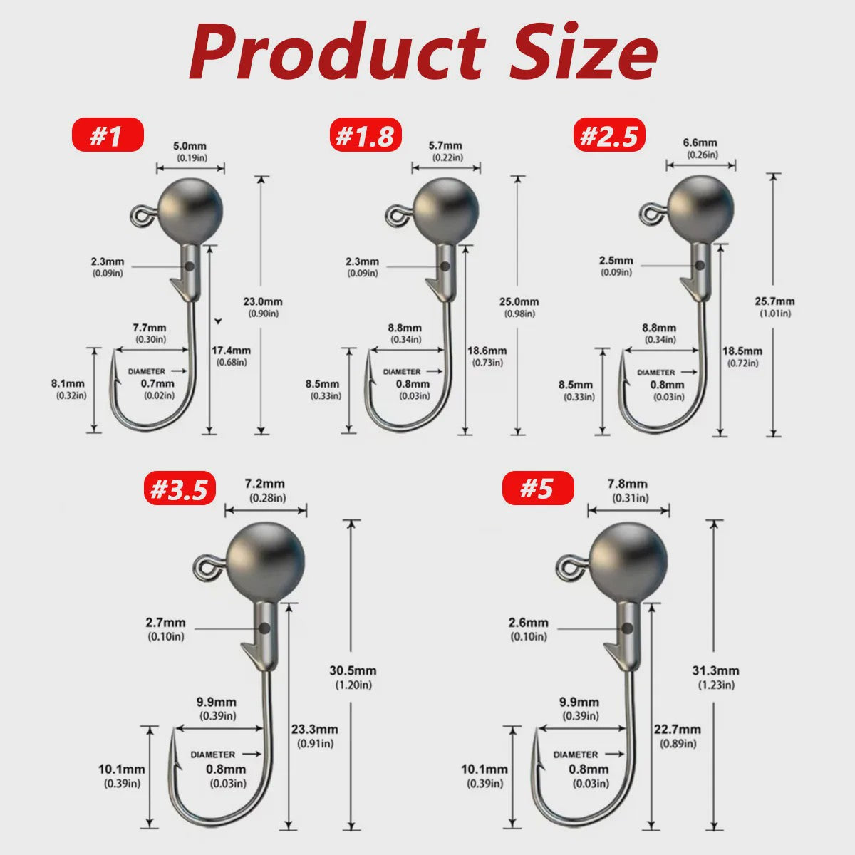 50-delige Set Jig Kop Haken voor Vissen | Diverse Gewichten (1g-5g)