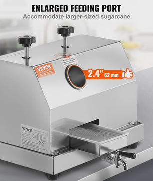 Professionele Suikerrietpers - Hoge Capaciteit (110 LBS/H) met 3 RVS Rollers & Grote Invoer (2.4")