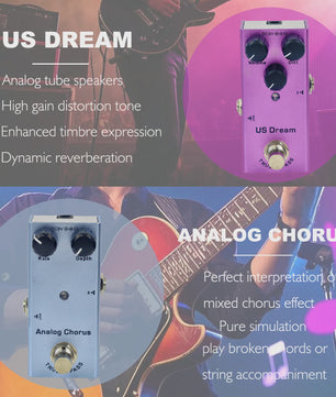 Veelzijdige Gitaarpedaal: Overdrive, Distortion, Chorus, Delay, Tremolo & Analog Delay met True Bypass