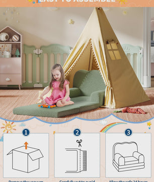 2-in-1 Kinderfauteuil & Sofa: Zacht, Opvouwbaar en Comfortabel Foam Meubel voor Kinderkamer