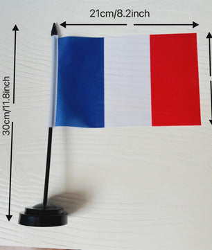 Franse Vlag Bureau - 14x21cm Tafelvlag met Standaard voor Decoratie