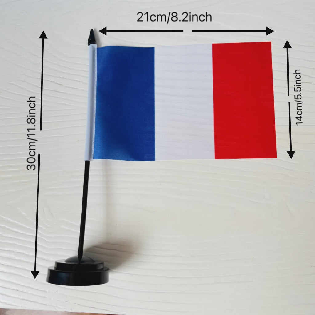 Franse Vlag Bureau - 14x21cm Tafelvlag met Standaard voor Decoratie