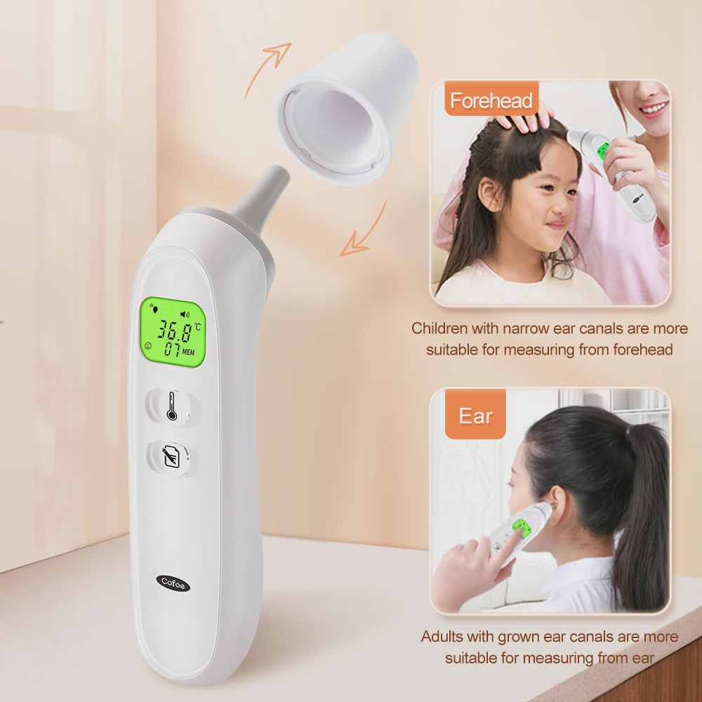 Cofoe Digitale Infrarood Thermometer: Contactloos Meten voor Lichaam, Oor & Objecten