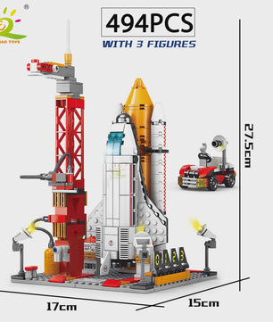 HUIQIBAO Ruimtevaart Raket Bouwstenen met Astronaut - Educatief Ruimtevaart Speelgoed