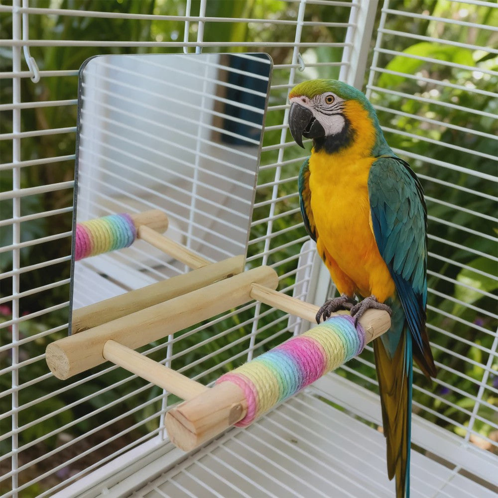 Vogel Speeltoren met Spiegel en Jute Touw - Klimmen, Kauwen & Pootverzorging voor Papegaaien