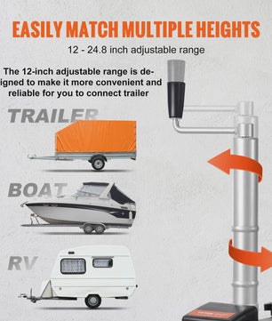 Elektrische Trailer Dolly 5000lbs - 12V Jockey Wheel met Verstelbare Hoogte voor Caravans