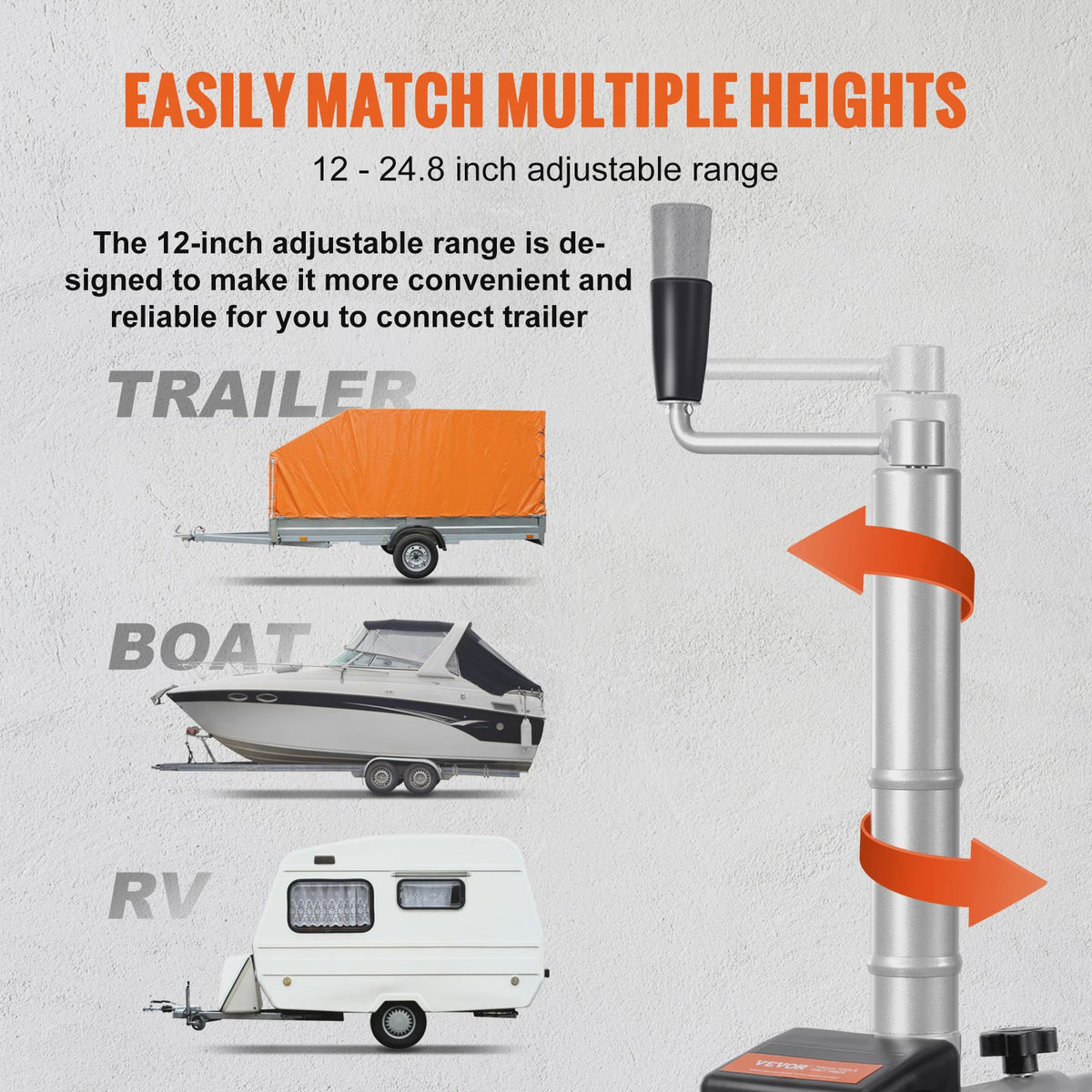 Elektrische Trailer Dolly 5000lbs - 12V Jockey Wheel met Verstelbare Hoogte voor Caravans