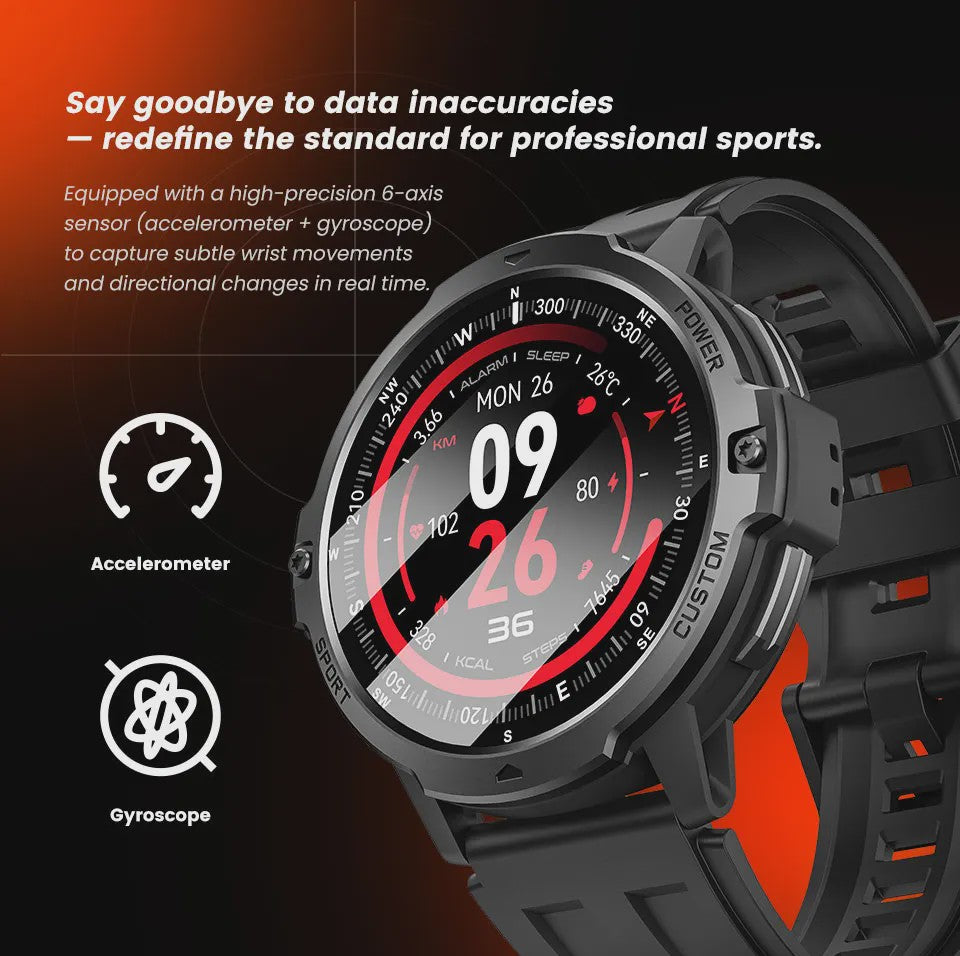 LEADOYS C31 GPS Smartwatch Heren - Outdoor Fitness, Zwemmen & Hardlopen met Hartslagmeter