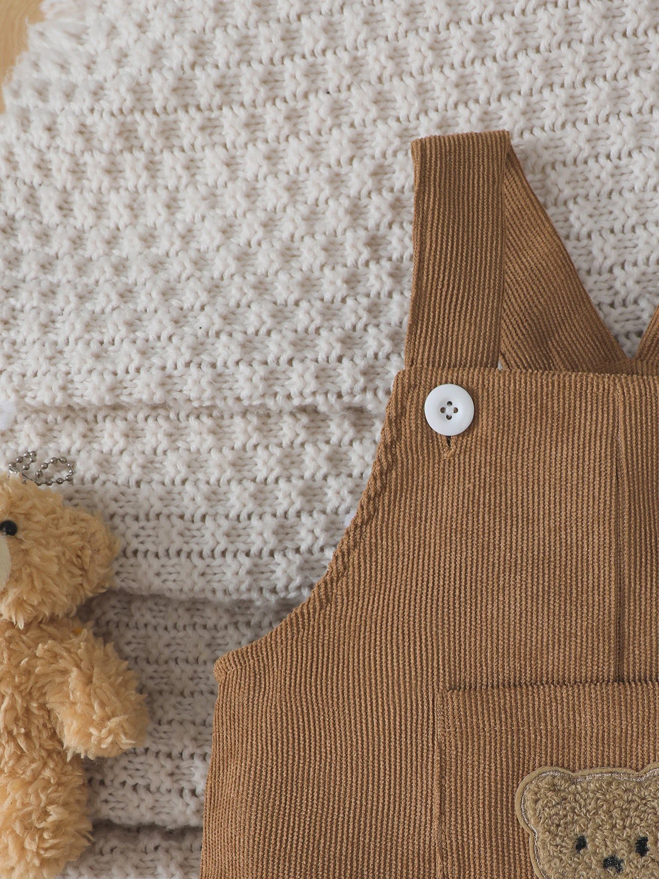Corduroy Overalls Baby Jongen met Schattige Beer - Verstelbare Taille