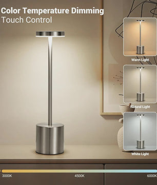 Draadloze LED Tafellamp met Touch Bediening - Oplaadbaar, 3 Kleuren, Dimbaar - Sfeerverlichting