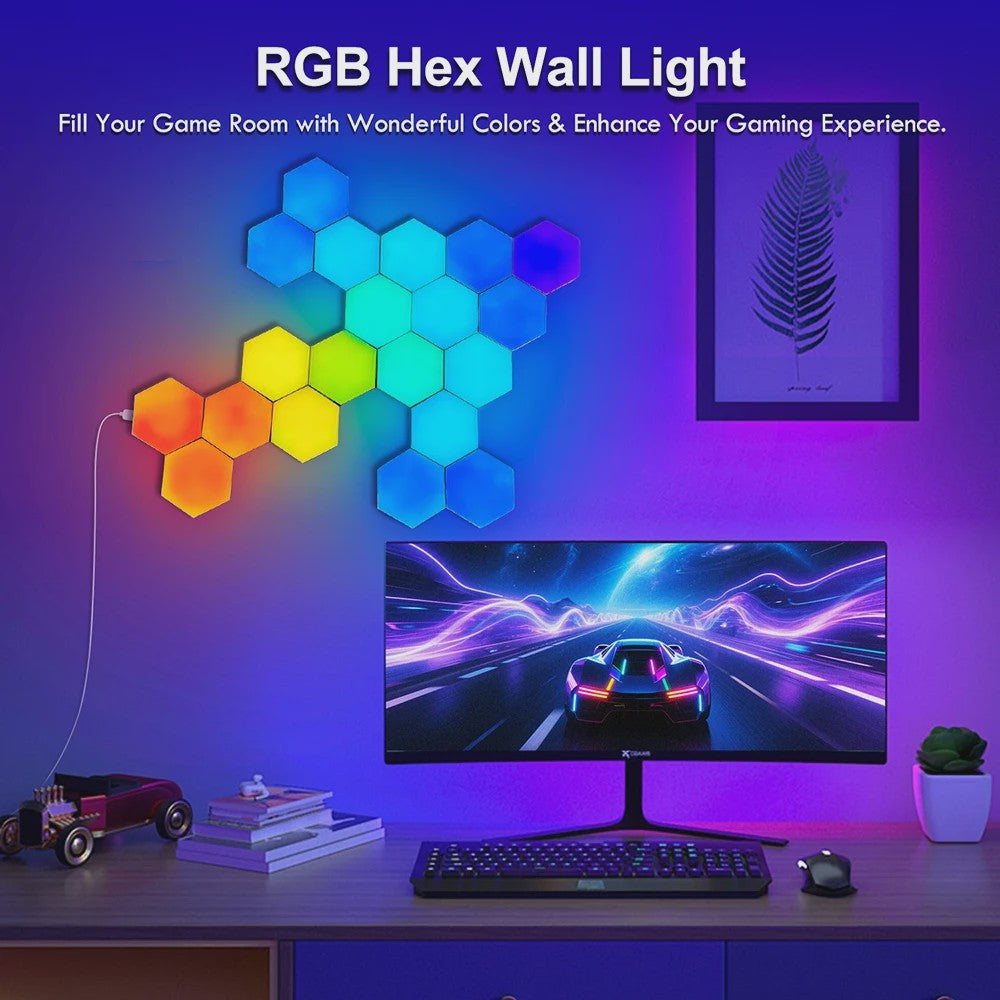 Modulaire Hexagon LED Wandlampen - RGB, Muziek Sync, App Bediening & USB