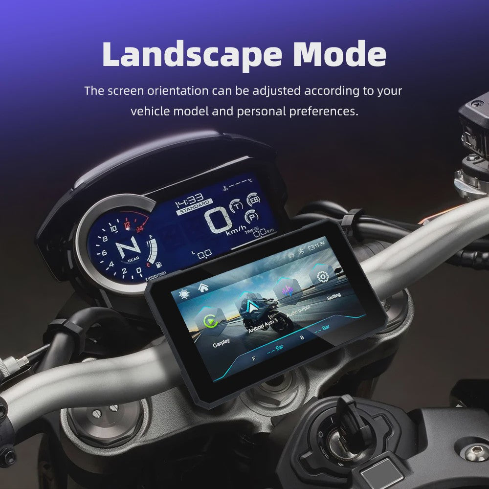 5" Motorfiets Display met Draadloze CarPlay & Android Auto, Navigatie, Siri/Google Assistant, IP67 Waterdicht