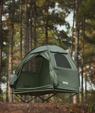 SoBuy 3-in-1 Camping Tent voor 1 Persoon - Groen met Lamp- en Schoenenopslag