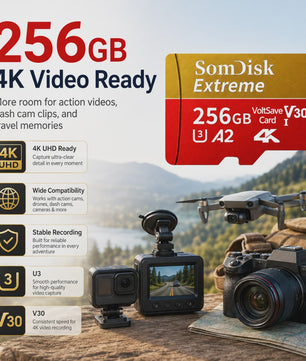 Snelle Micro SDXC Kaart 128GB/256GB/512GB/1TB/2TB - Class 10, U3, A2, 4K Video Ready