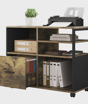 Mobiel Archiefkast Bureau met Wielen, Lades en Opbergvakken - Industrieel Design
