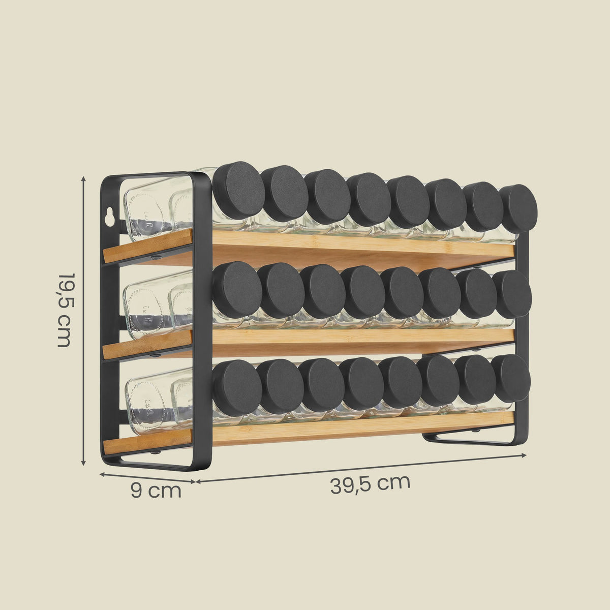 SONGMICS Kruidenrek 3 Lagen met 24 Kruidenpotjes - Keuken Organizer