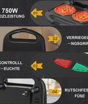 Dubbele Wafelmaker 750W - Anti-aanbak & Automatische Temperatuurregeling