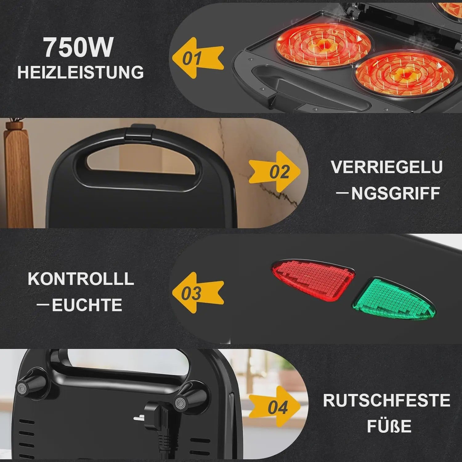 Dubbele Wafelmaker 750W - Anti-aanbak & Automatische Temperatuurregeling