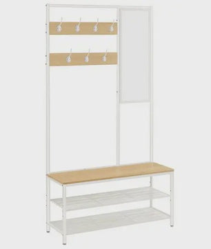 Kapstok met Spiegel en Zitbank - 7 Haken, 35x98x180 cm
