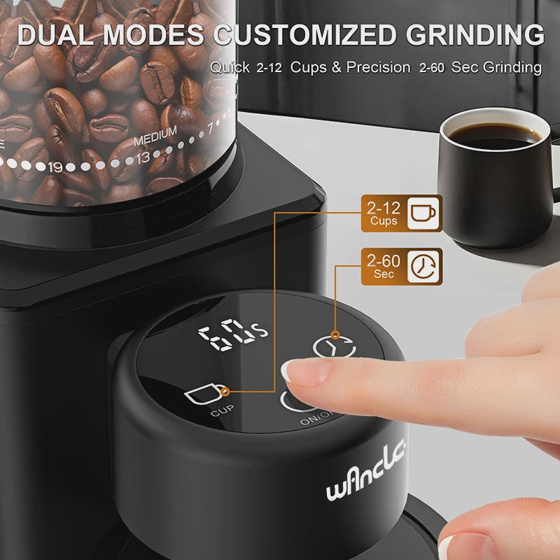 Elektrische Koffiemolen met Conische Braam, 25 Maalgraad Instellingen & Touchscreen