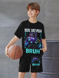 Funny Six Seven Italian Brainrot 67 Number Print Kids Short Sleeved Suit Children Clothing T-Shirt + Shorts 2pc Set Boys Clothes
