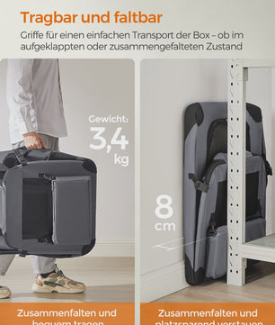 FEANDREA Opvouwbare Hondentransportbox - Ademend & Draagbaar - Grijs