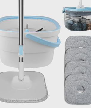 360° Dweil Set met Wring Systeem en Microvezel Pads - Verstelbare Steel