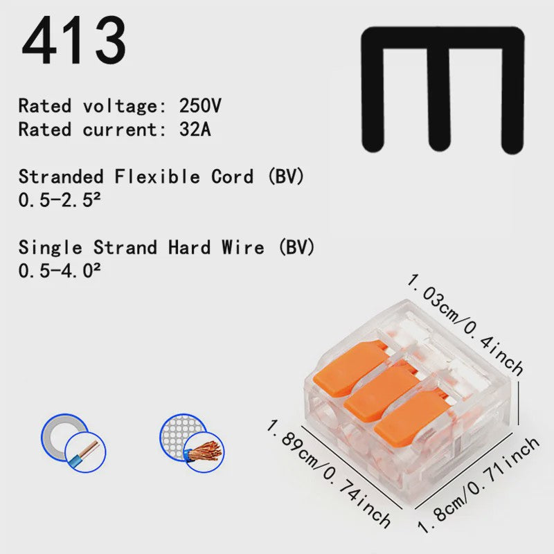 Universele Snelkoppeling Klemmen (250V/32A) - Oranje, 10-75 Stuks