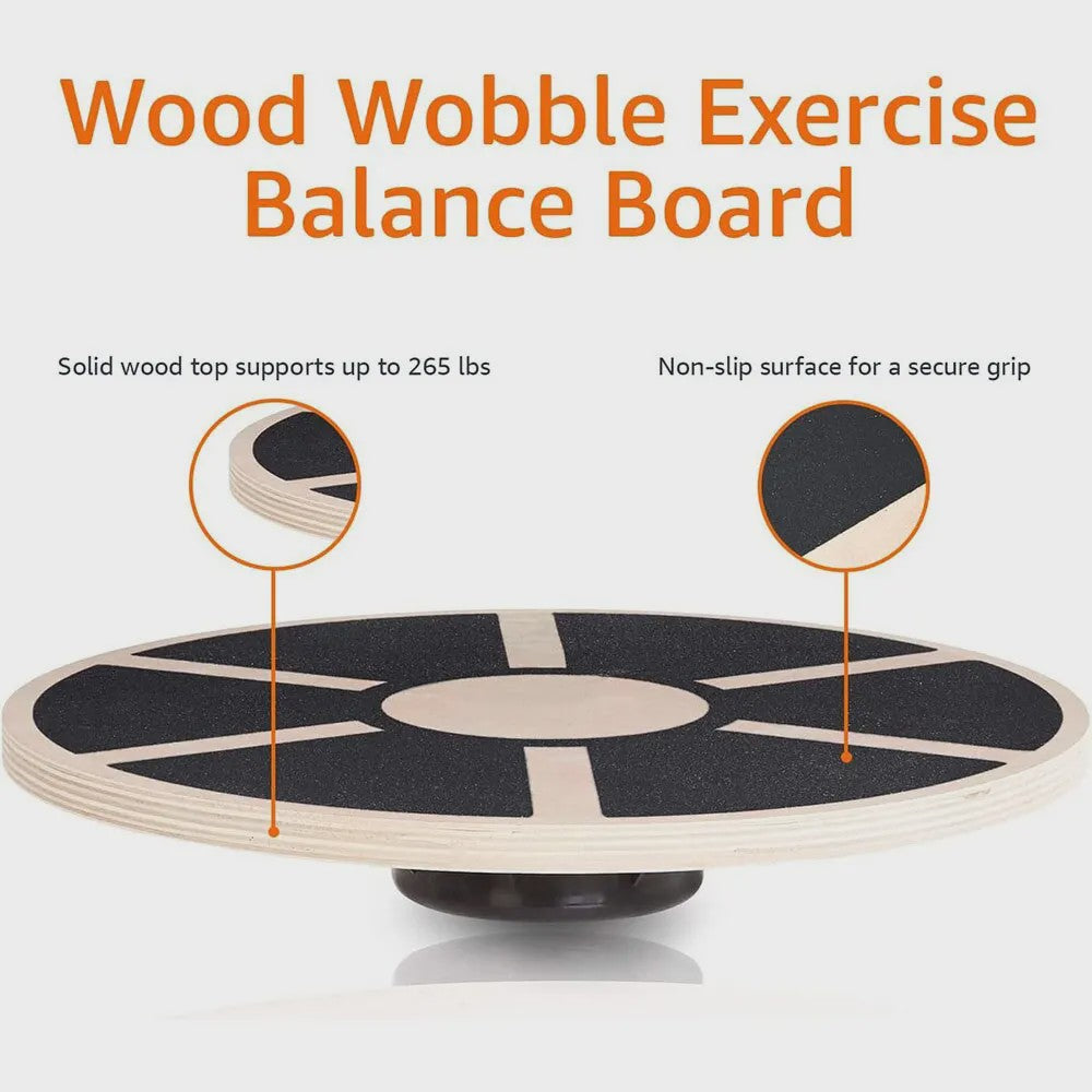Houten Wobble Balansbord - Non-Slip Fitness & Yoga Oefenbord voor Thuisgebruik