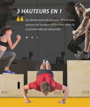 HOMCOM Plyobox Trainingsbox - 3 Hoogtes (40/45/60 cm) voor Box Jumps & Krachttraining