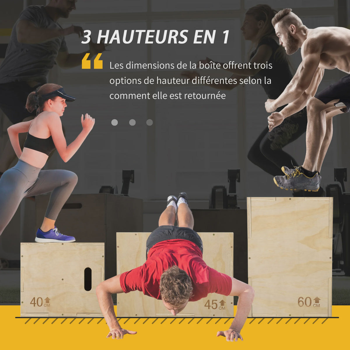 HOMCOM Plyobox Trainingsbox - 3 Hoogtes (40/45/60 cm) voor Box Jumps & Krachttraining