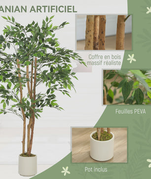HOMCOM Kunst Banyan Boom 150 cm met Pot - Realistische Kunstplant voor Binnen