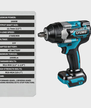 Krachtige Accu Slagmoersleutel 1000Nm Brushless - Compatibel met Makita 18V Batterijen