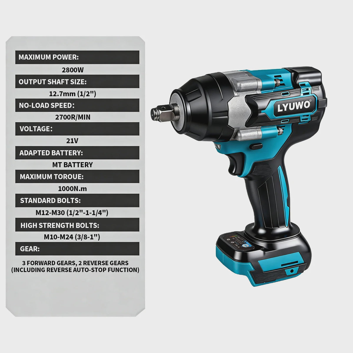 Krachtige Accu Slagmoersleutel 1000Nm Brushless - Compatibel met Makita 18V Batterijen