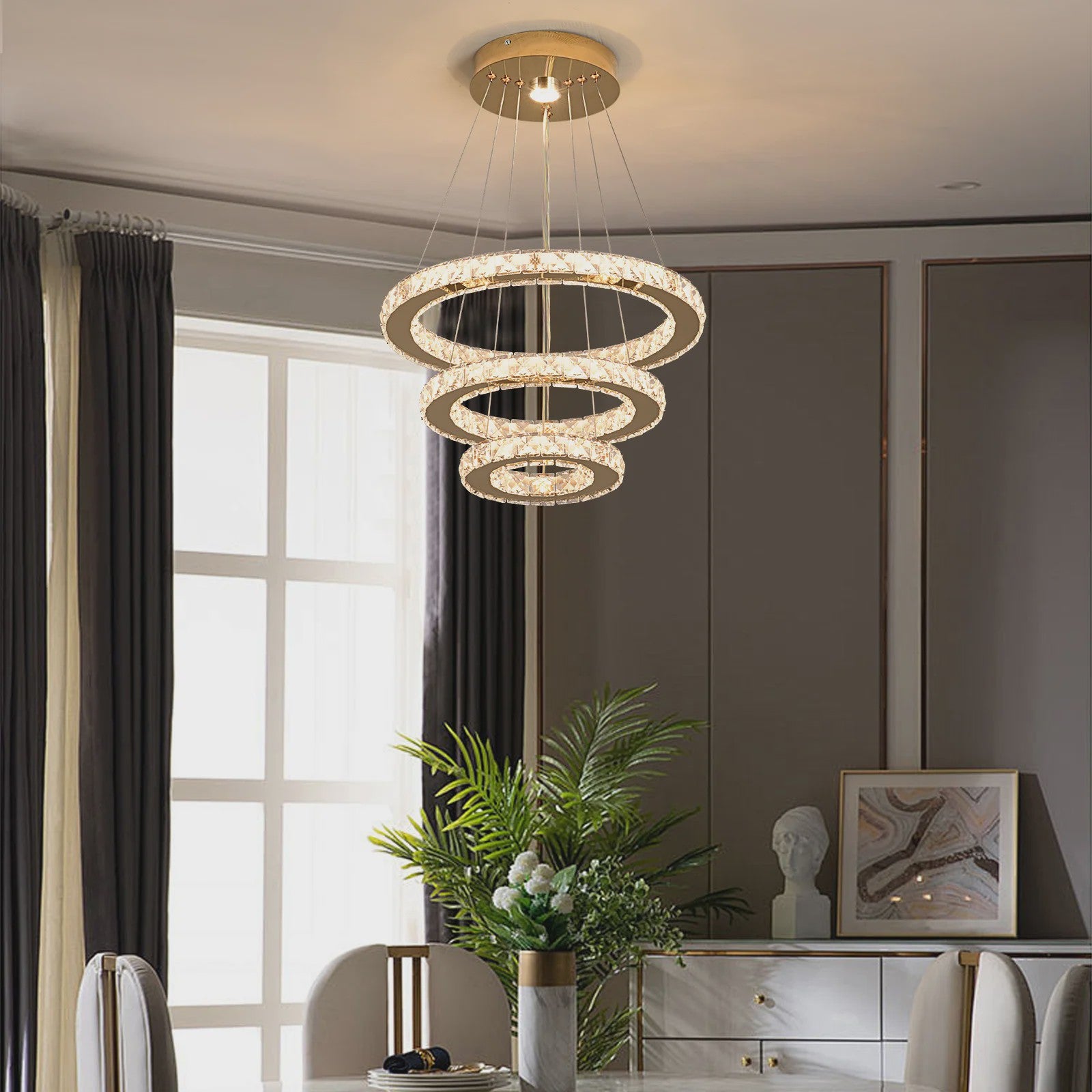 Luxe Kristallen Kroonluchter LED - Plafondlamp voor Woonkamer, Hal & Eetkamer