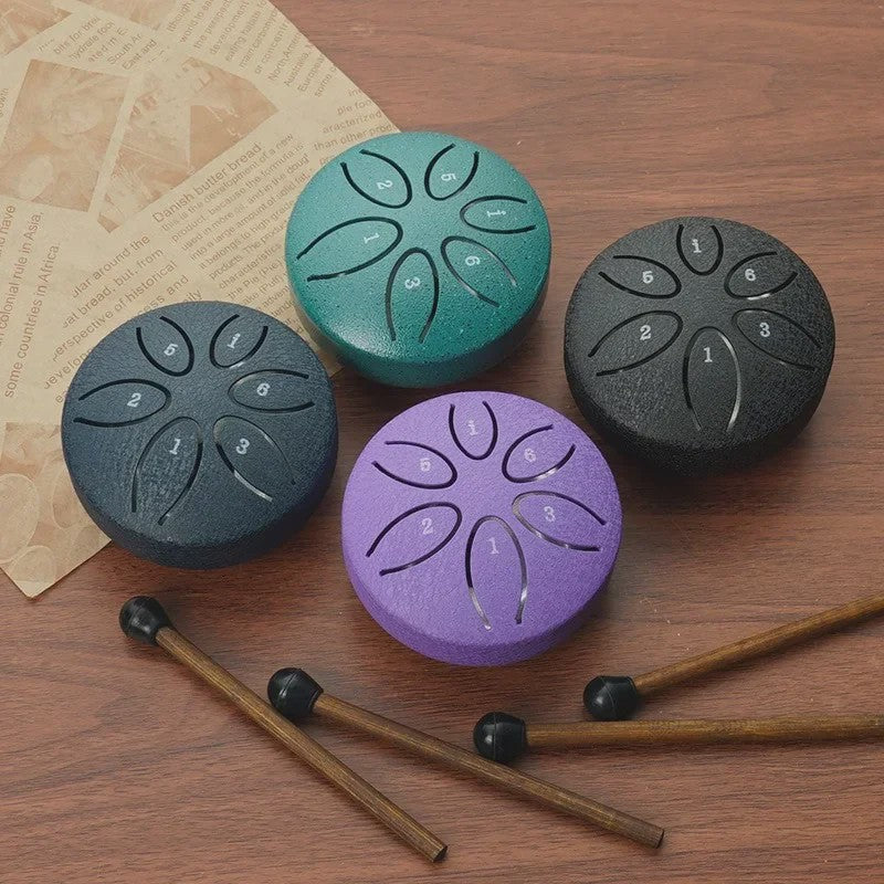 Mini Stalen Tongtrommel (6 Tonen) - Ethereal Hand Drum met Stokken - 3 Inch