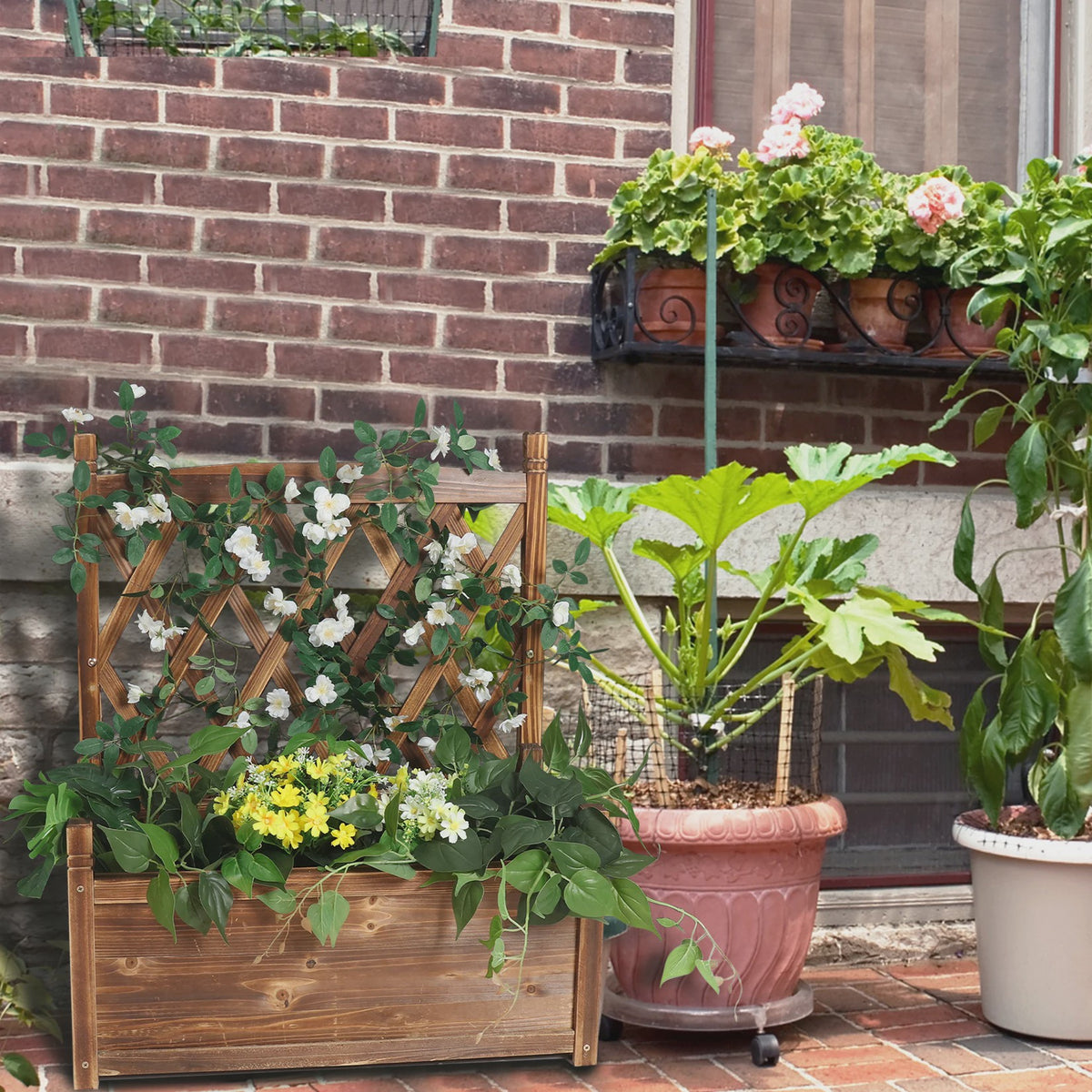 Houten Verhoogde Bloembak met Klimrek - Ideaal voor Groenten en Klimplanten