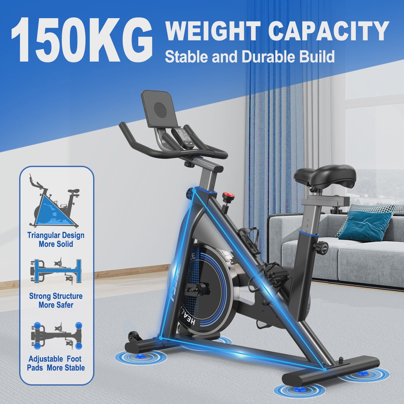 Fysiq Hometrainer Fiets met 300 Watt Weerstand & 4-Weg Verstelbaar Ergometer