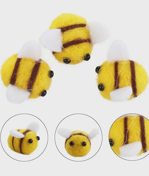 Set van 10 Kawaii Vilten Bijen - Decoratie & DIY Accessoires