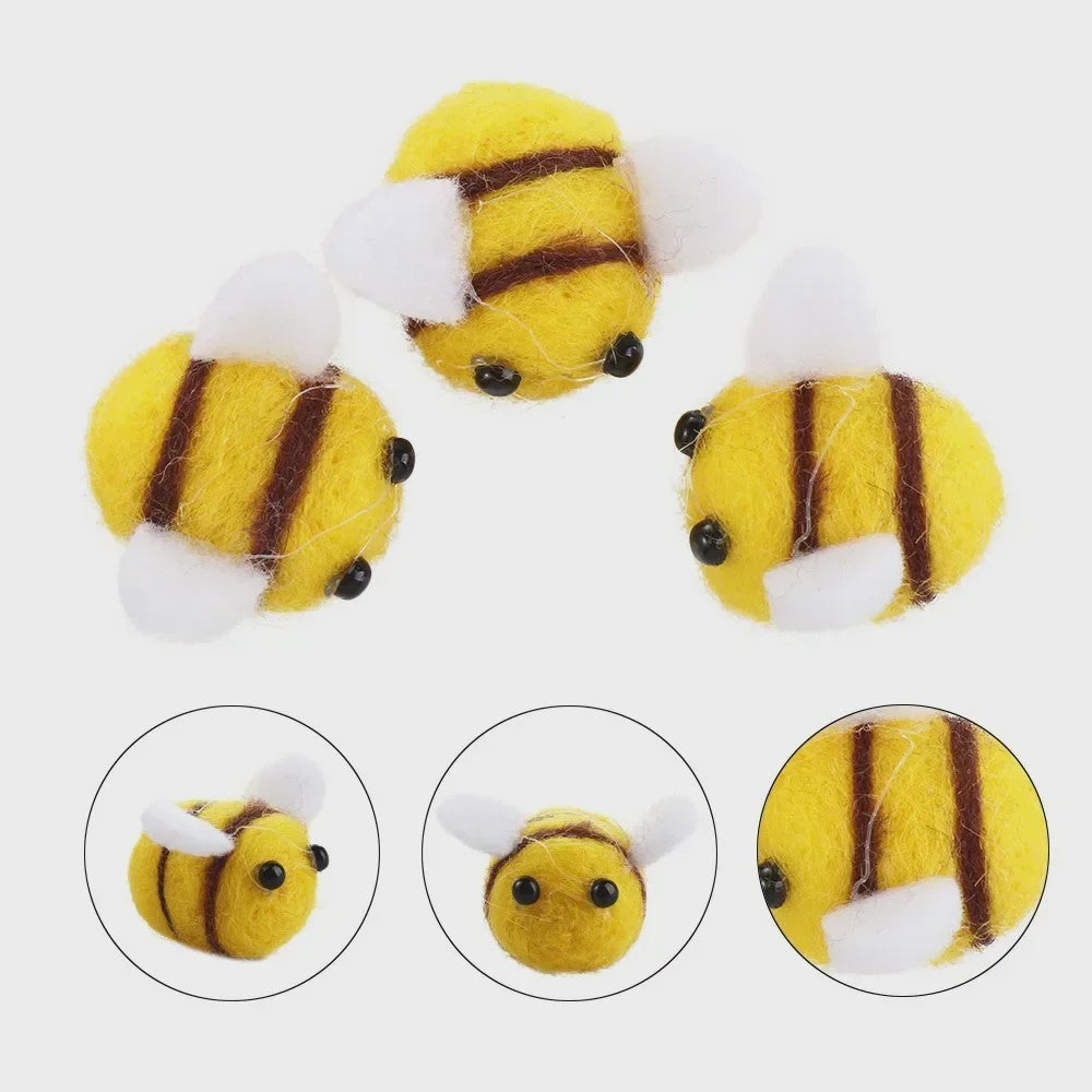 Set van 10 Kawaii Vilten Bijen - Decoratie & DIY Accessoires