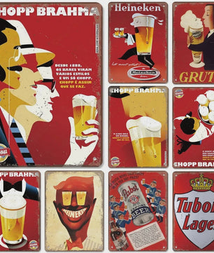 Retro Metal Bier Merk Poster - Decoratie voor Man Cave, Bar & Club