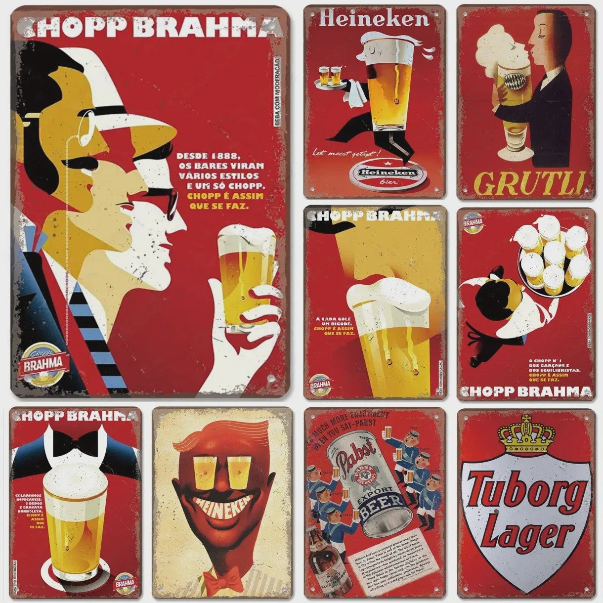 Retro Metal Bier Merk Poster - Decoratie voor Man Cave, Bar & Club