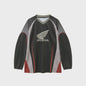 Honda Wielershirt Lange Mouw - Ademend V-hals Sportshirt voor Heren & Dames