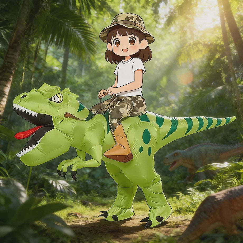 Opblaasbaar T-Rex Kostuum - Draak Rijden Dinosaurussen Outfit voor Kinderen