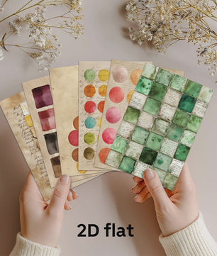 20 Vintage Aquarel Verf Swatch Postkaarten Set - Decoratieve Kunstkaarten voor Collage & Cadeau