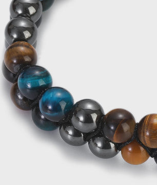 Handgemaakte Tijgeroog & Blauwe Steen Armband - Natuursteen Kralen (8mm)