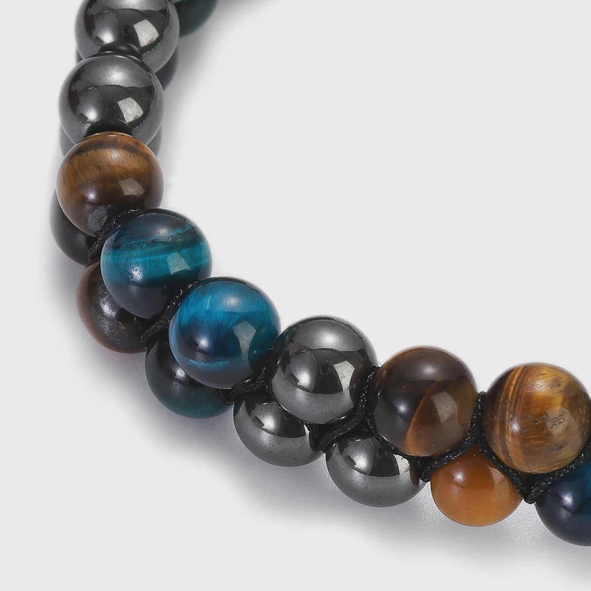 Handgemaakte Tijgeroog & Blauwe Steen Armband - Natuursteen Kralen (8mm)