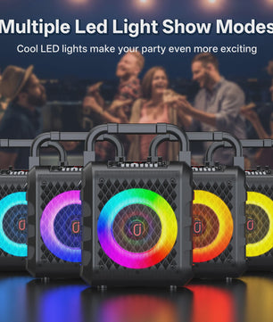 T18 Draagbare Bluetooth Speaker met Microfoon, LED Licht & Karaoke Functie