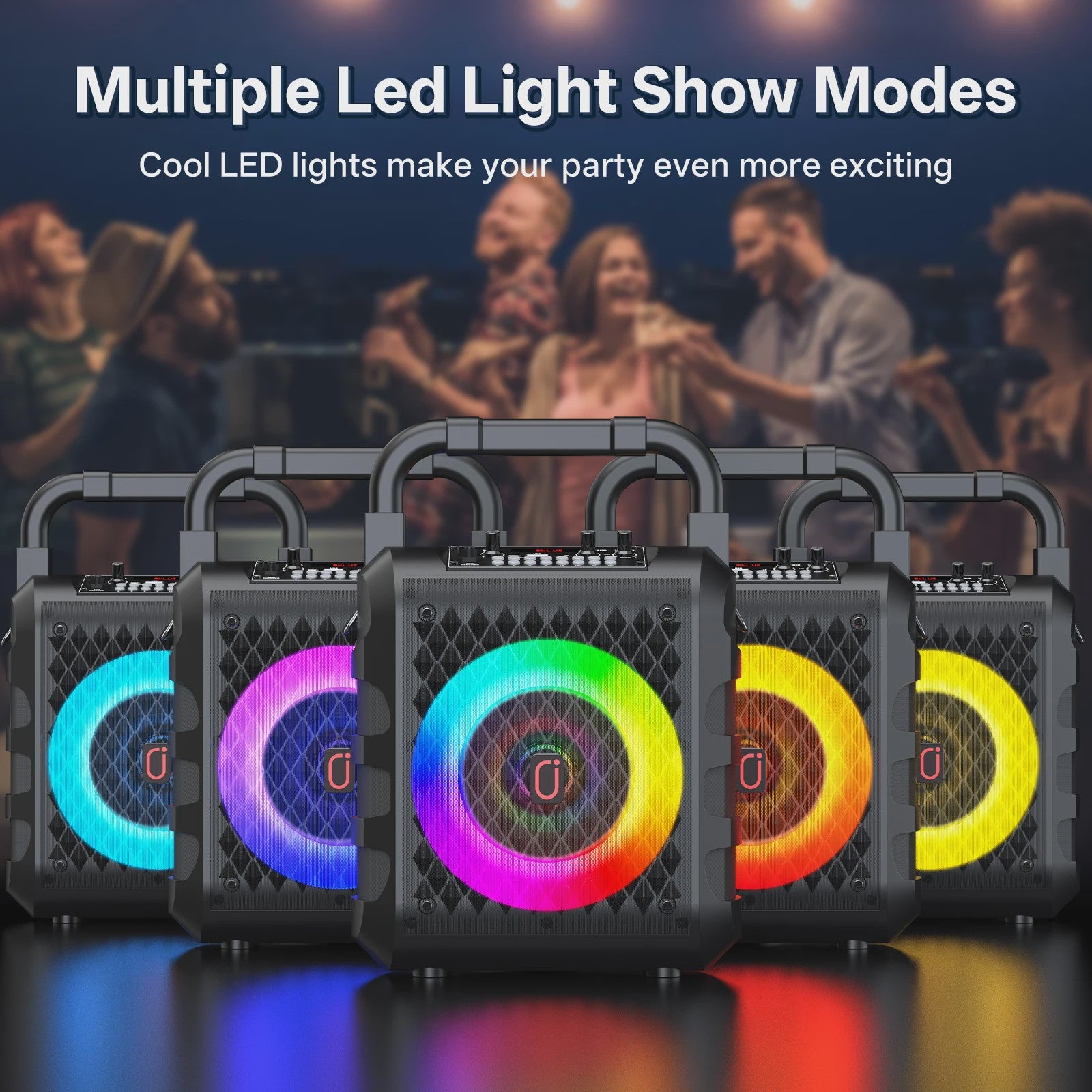 T18 Draagbare Bluetooth Speaker met Microfoon, LED Licht & Karaoke Functie